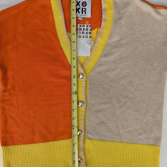 Kerri Rosenthal Radiant Sunshine Heart Color Block Cardigan Sweater Small NWT - Picture 5 of 8